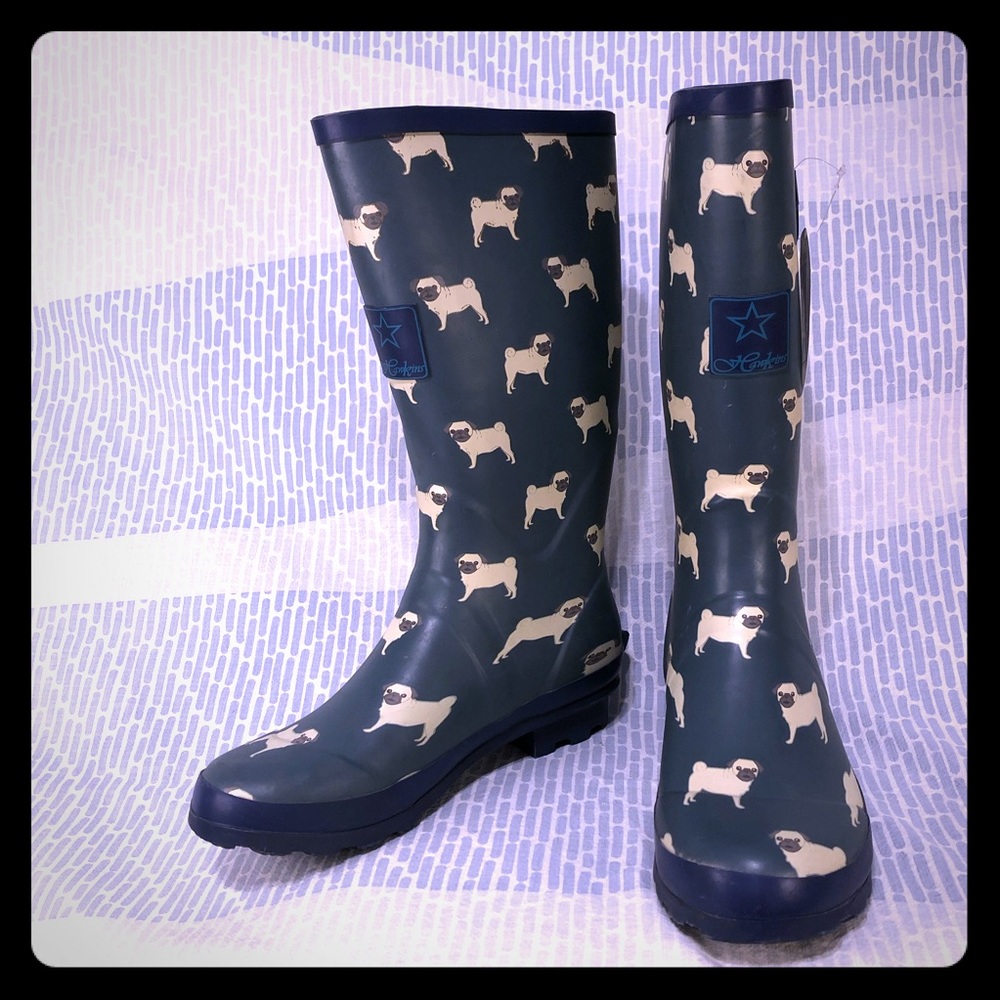 Pug Rain Boots size 10